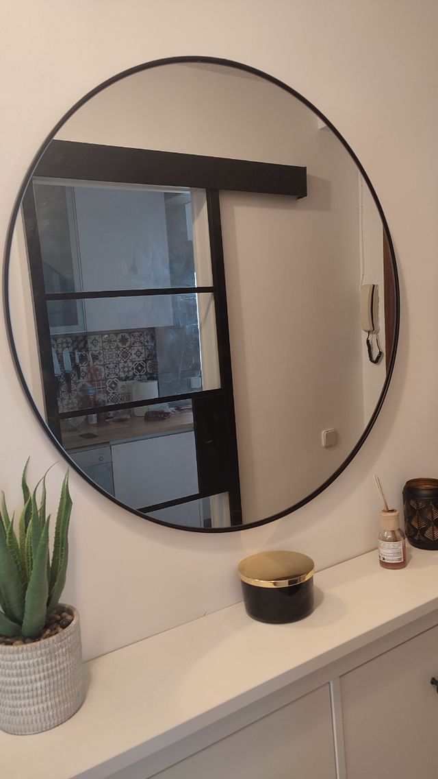 Espejo negro redondo 80cm - Decoración