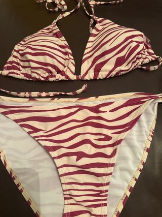 Bikini Shein L - Zebra Rojo Blanco