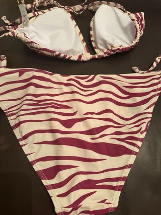 Bikini Shein L - Zebra Rojo Blanco