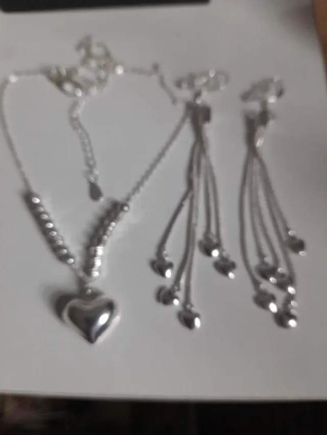 Conjunto plata 925: Collar y pendientes