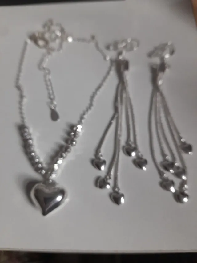 Conjunto plata 925: Collar y pendientes
