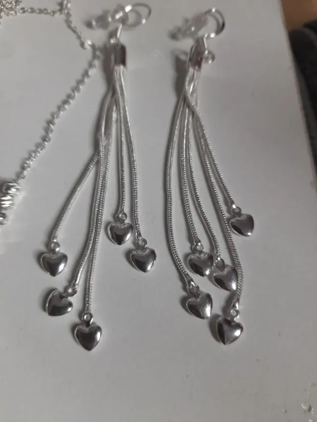 Conjunto plata 925: Collar y pendientes