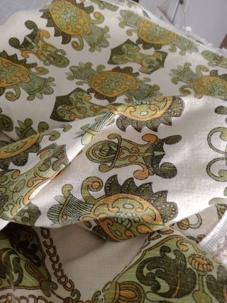 Colcha vintage | algodón, beige y verde