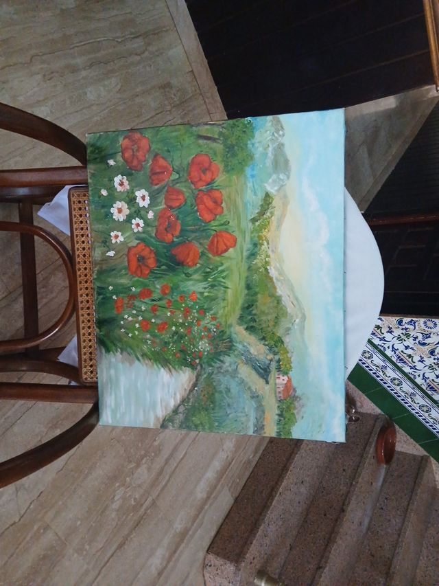 Cuadro al óleo: amapolas