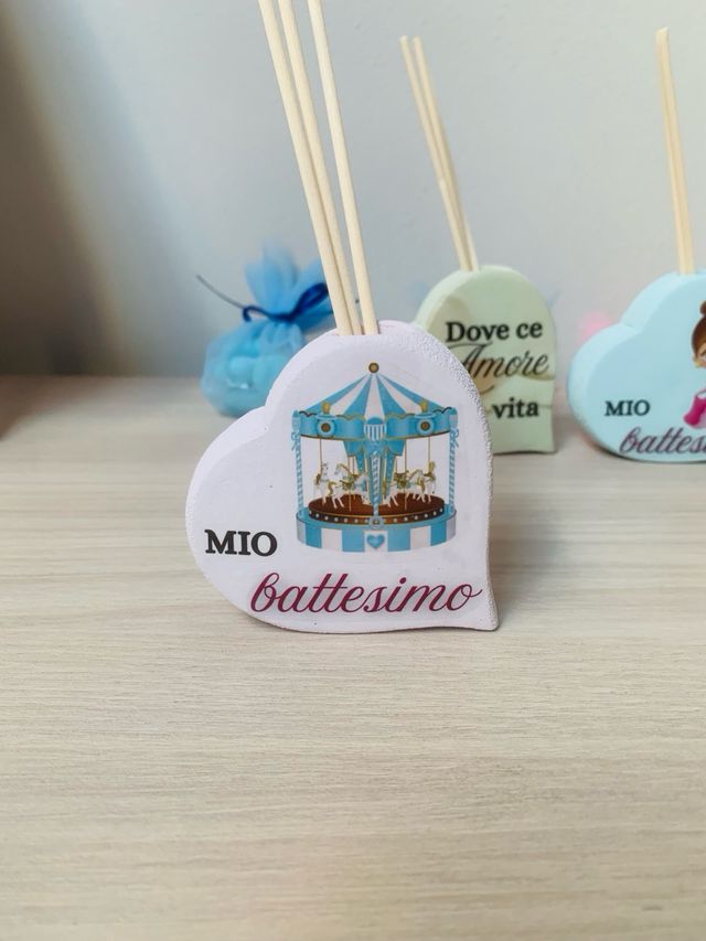 Profumatore cuore ceramica battesimo