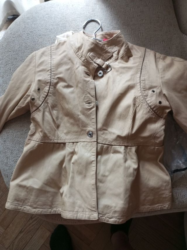 Chaqueta piel beige Paola Frani