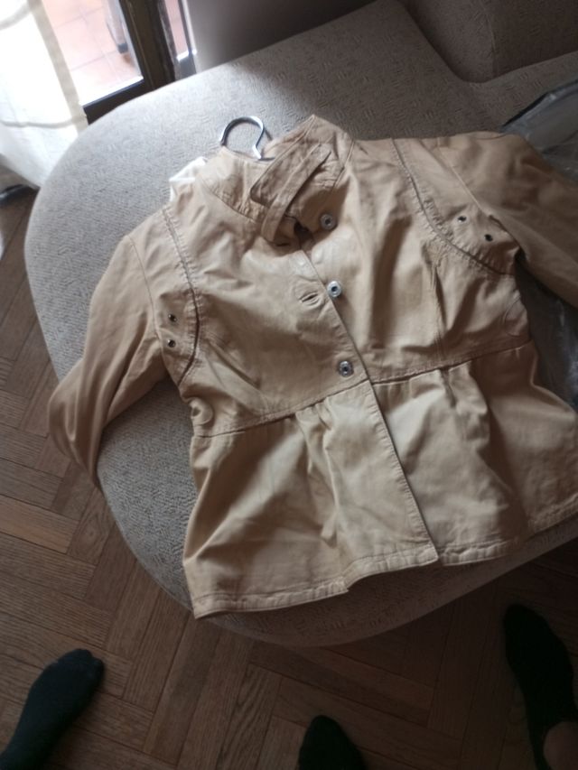 Chaqueta piel beige Paola Frani