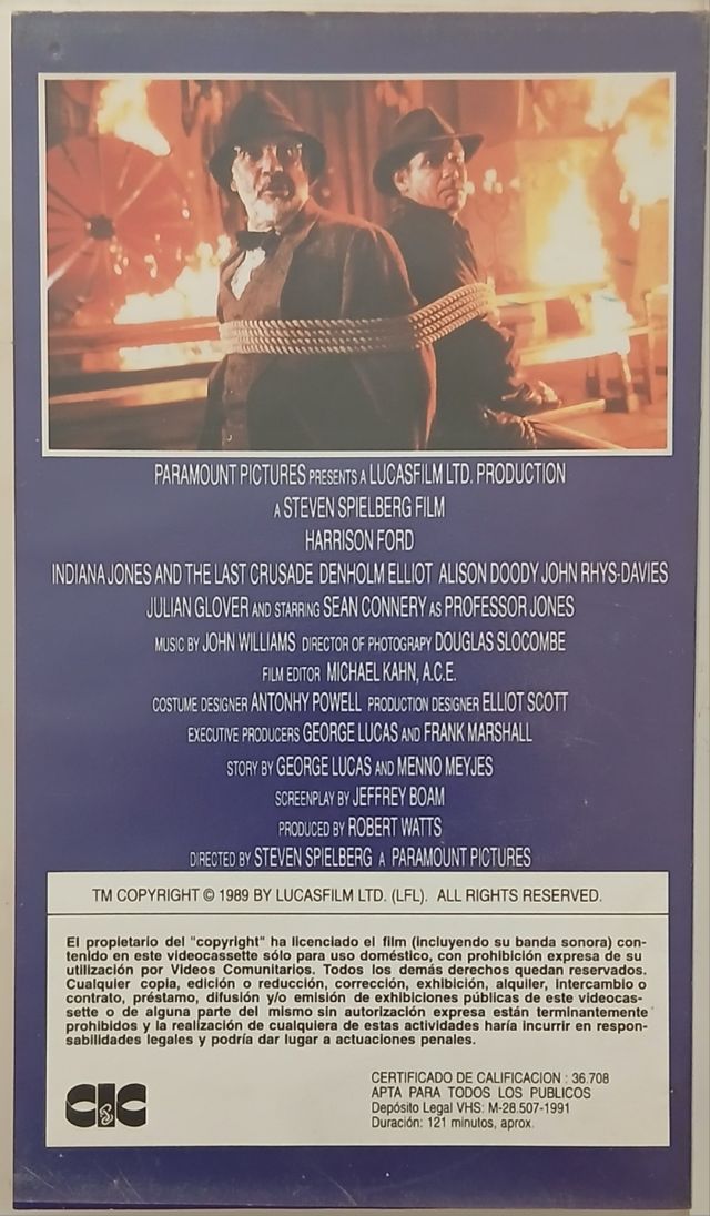 VHS Indiana Jones y la última cruzada