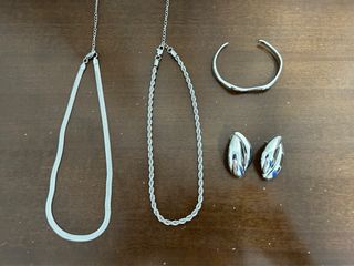 Juego joyas plata - Collar, pulsera, pendientes