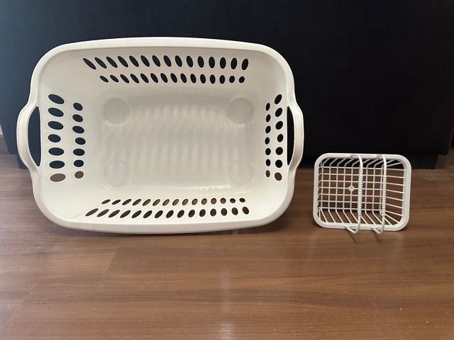 Cesto ropa blanco + cesta pinzas de regalo