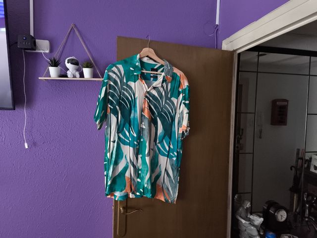 Camisa hawaiana verde-naranja