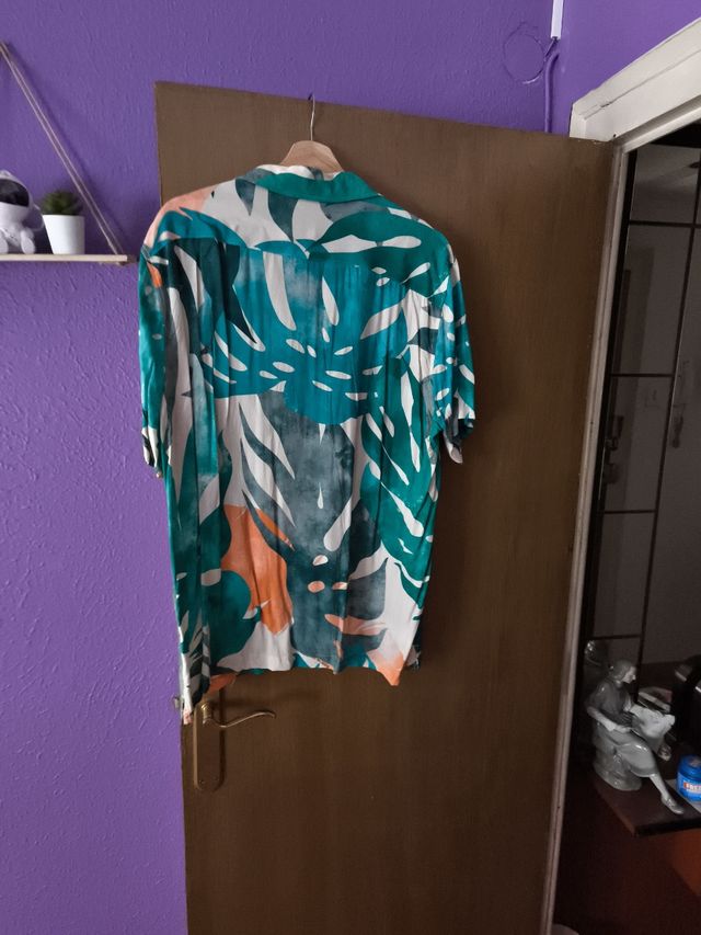 Camisa hawaiana verde-naranja