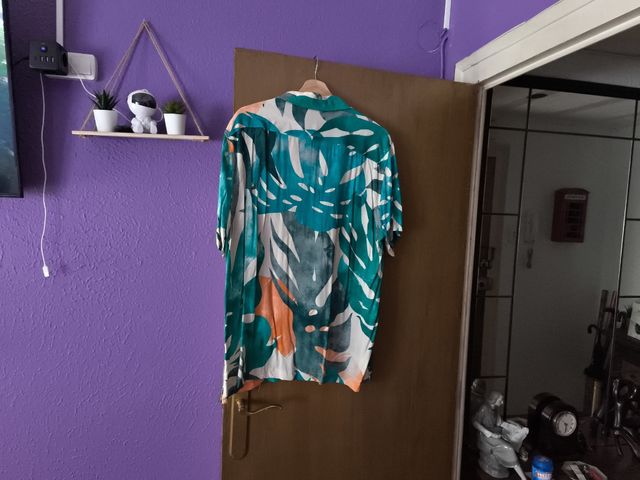 Camisa hawaiana verde-naranja