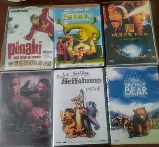 Lote 6 DVD's grabados - Shrek, Peter Pan, Troya...