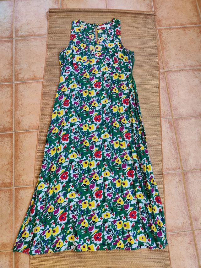 Vestido verde largo Sfera flores - Talla L