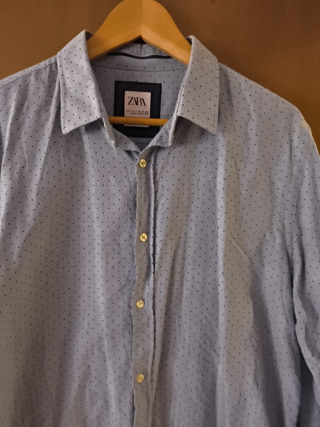 Camisa Zara azul lunares - Talla L