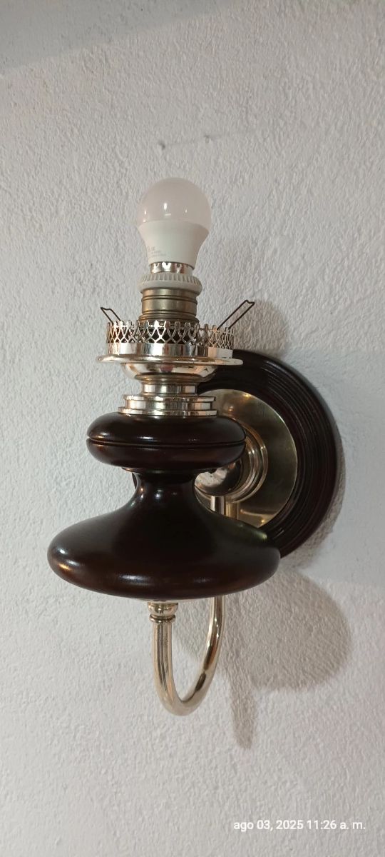 Aplique pared madera metal vintage