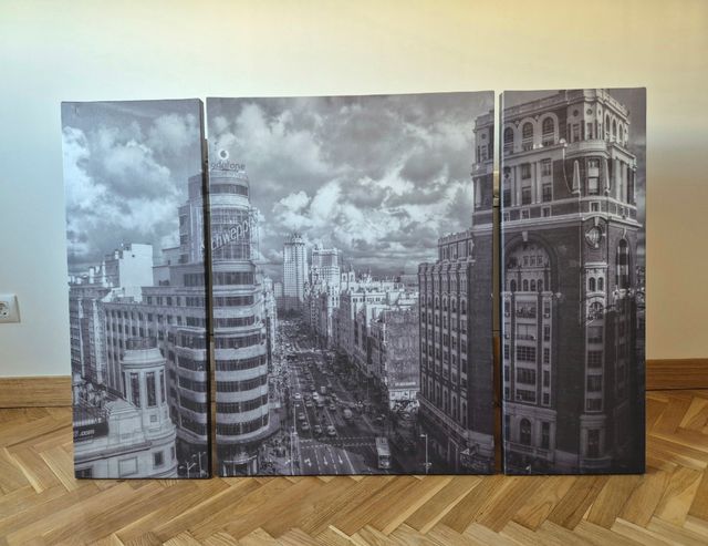 Tríptico Gran Vía Madrid - Blanco y Negro