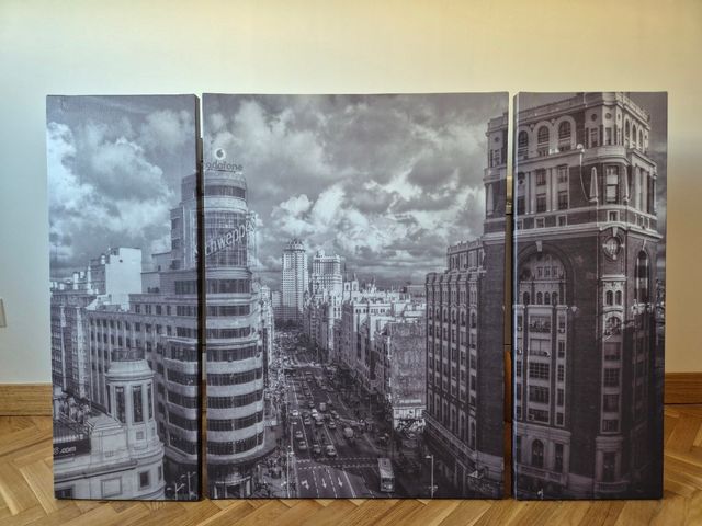 Tríptico Gran Vía Madrid - Blanco y Negro