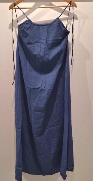 Vestito lungo blu in cotone