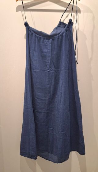 Vestito lungo blu in cotone