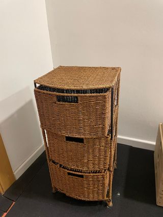 Cajonera mimbre 3 cajones marrón