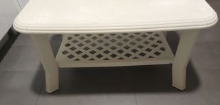 Mesa terraza plástico beige