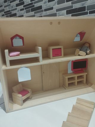 Casita muñecas madera+miniaturas
