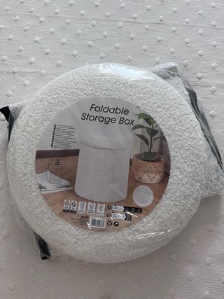 Puff almacenaje plegable blanco