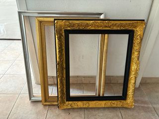 Lote de 3 Marcos dorados, plata y negro - Madera