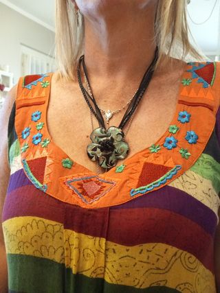 Collana Murano: fiori teal-nero