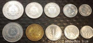 Monedas RDA: 2 marcos, 50 pfennig...