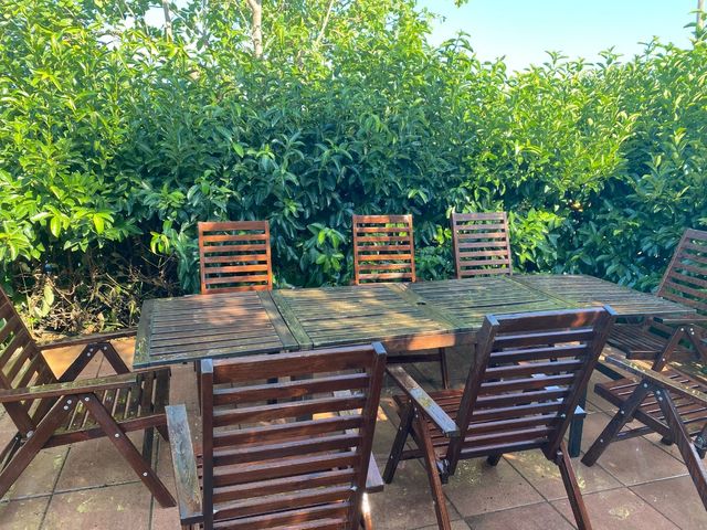 Conjunto jardín madera - 8 sillas