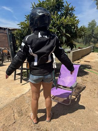 Chaqueta moto IXS negra y blanca