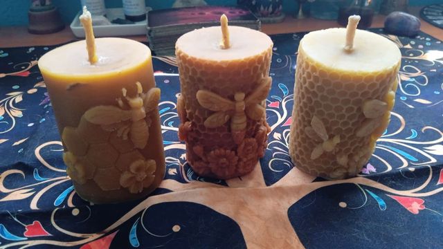 3 Velas de Cera de Abeja Artesanales