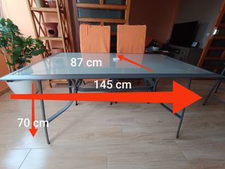 Mesa exterior metal cristal - 145x87cm
