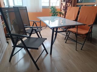 Mesa exterior metal cristal - 145x87cm
