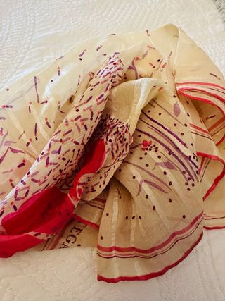 Pañuelo seda PERTEGAZ beige/rosa