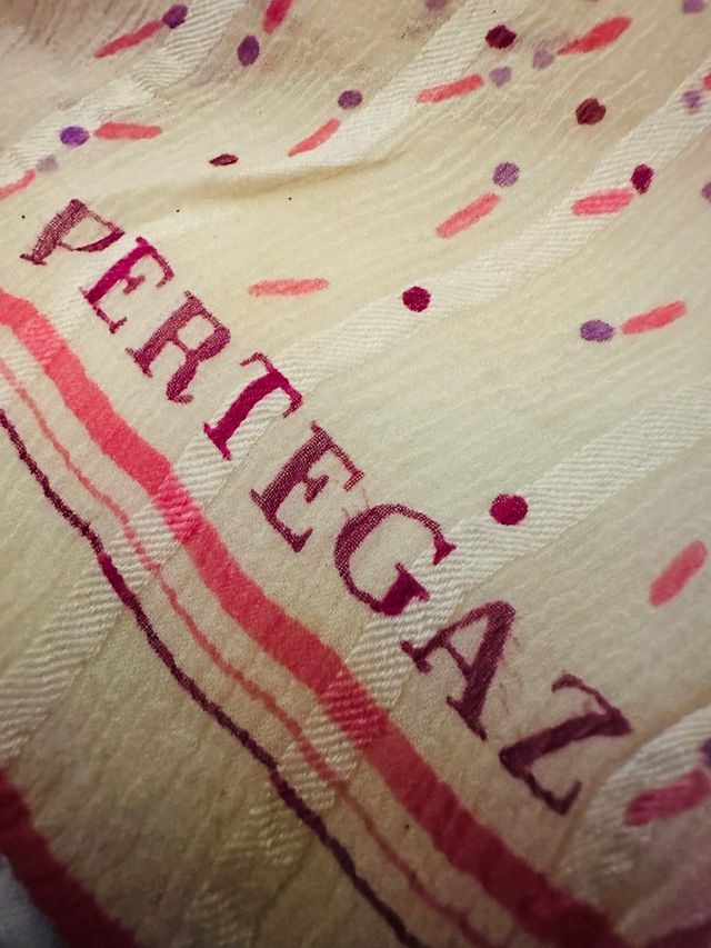 Pañuelo seda PERTEGAZ beige/rosa