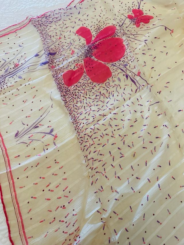 Pañuelo seda PERTEGAZ beige/rosa