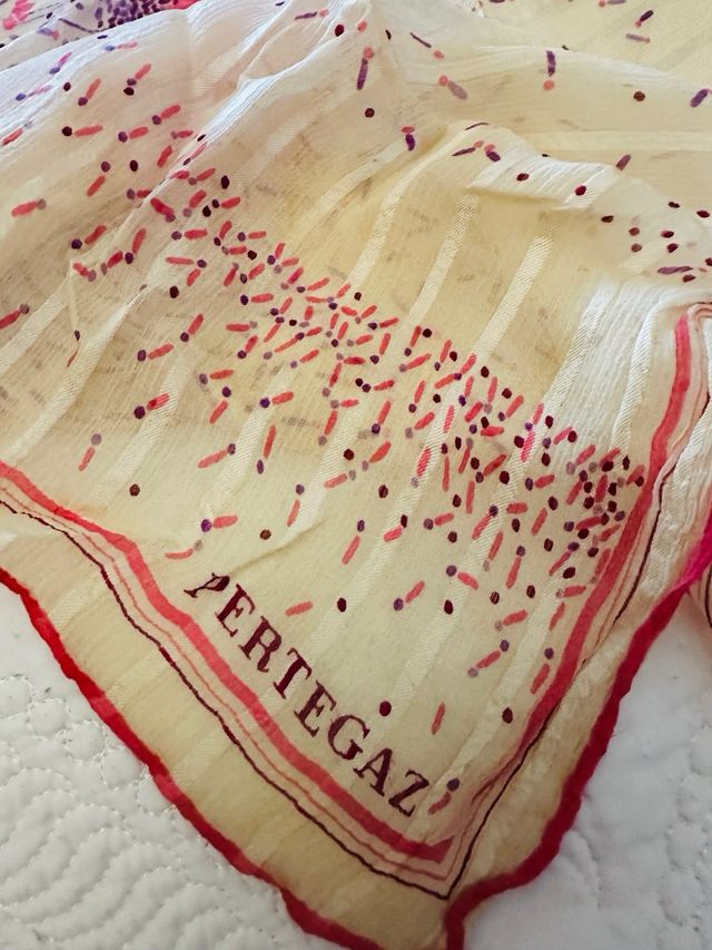 Pañuelo seda PERTEGAZ beige/rosa