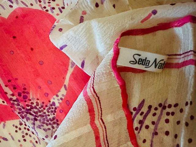 Pañuelo seda PERTEGAZ beige/rosa