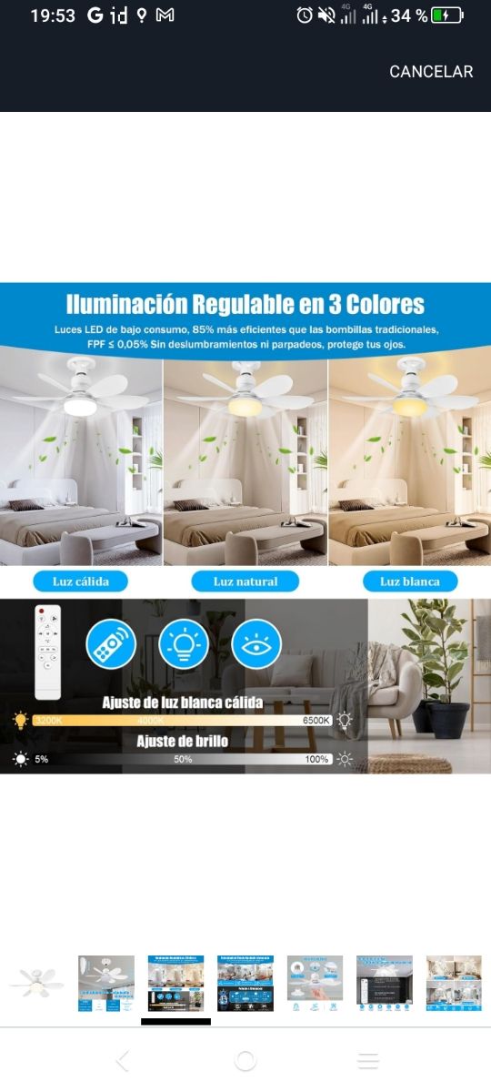 VENTILADORES techo con luz REGULABLE A ESTRENAR