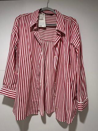Camisa Zara rayas rojas XL