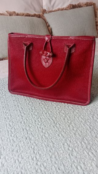 Bolso Ángel Serrano Piel Caprina burdeos.