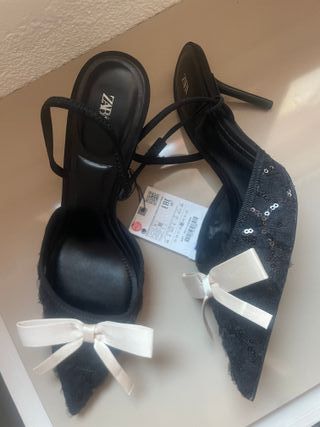 Zapatos tacón fiesta negros t 39 sin usar 