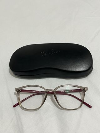 Gafas Ray-Ban Pulido Gris Transparente y burdeos.