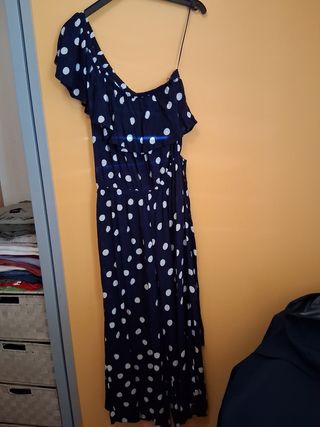 Vestido lunares - azul y blanco