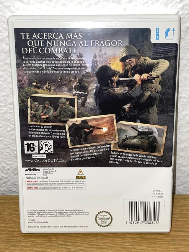 Nintendo Wii CALL OF DUTY 3 Activision castellano