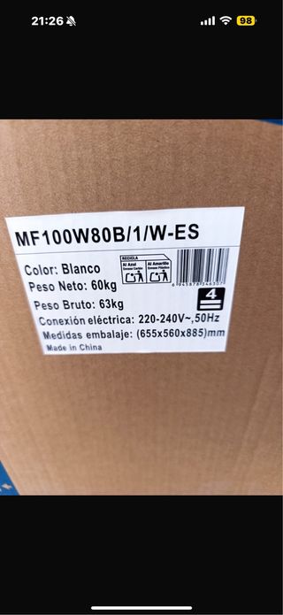 Lavadora Midea MF100W80B1/W-ES 8kg